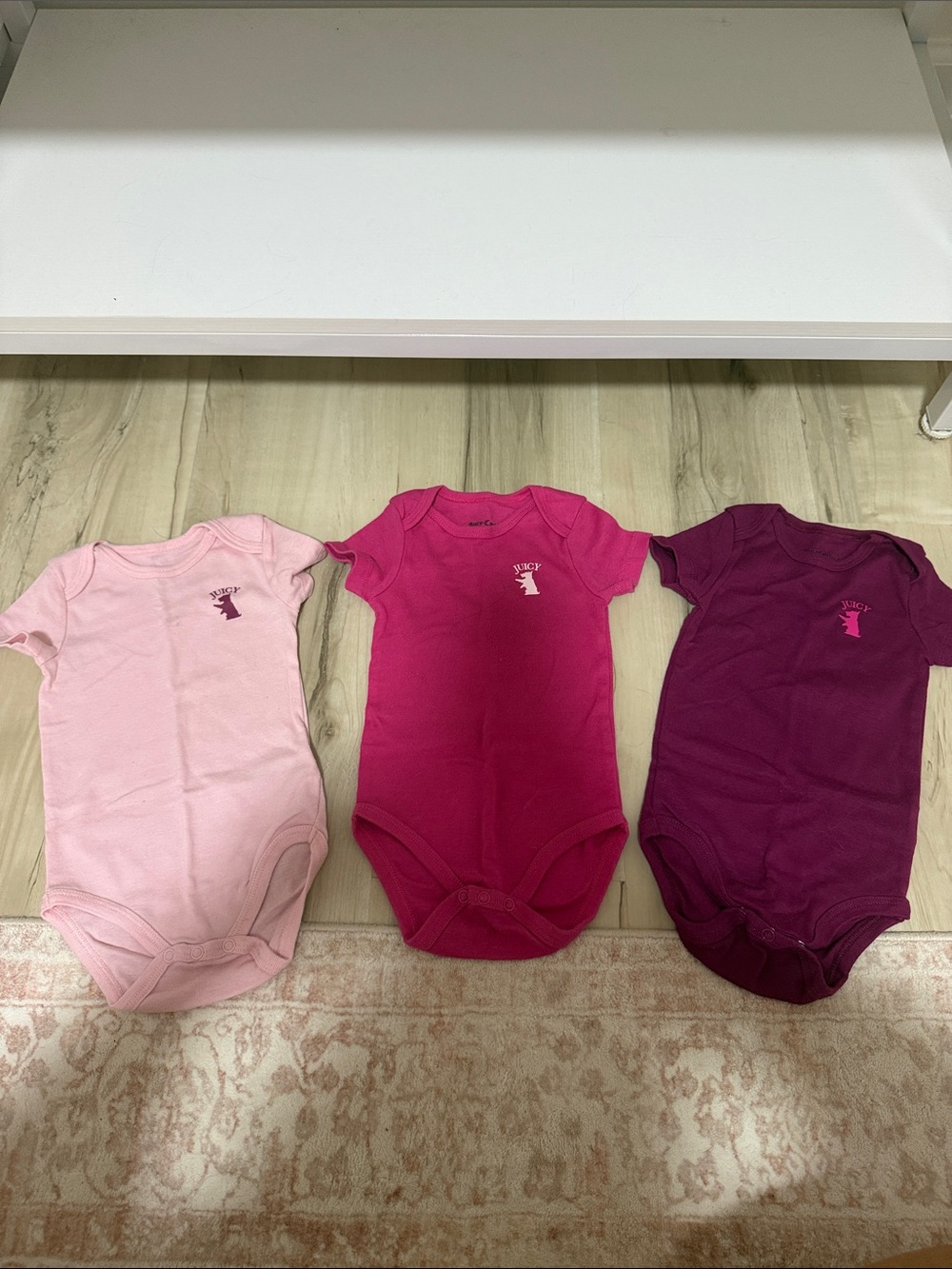 Juicy Couture Pink, Hot Pink & Magenta Baby One-Piece Bodysuit Set